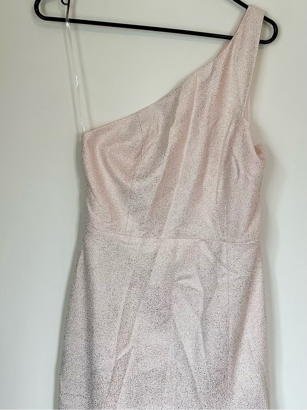 NWT silence + noise One-Shoulder Metallic Powder Pink Maxi Dress w/High Slit 10 - Picture 3 of 10